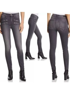 PAIGE Edgemont Ultra Skinny Jeans in Summit Grey No Whiskers Sz 27 zipper detail